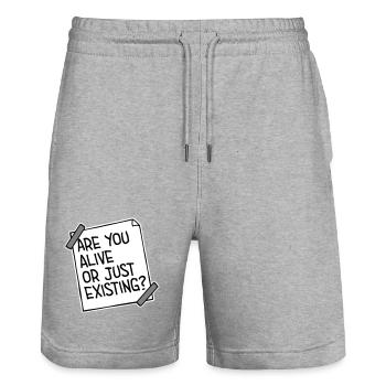 Are You Alive Or Just Existing Thoughtful Saying - Stanley/Stella Trainer Unisex Organic Jogging Shorts - heather grey - Front - Nik (191cm) & Marisol (170cm)