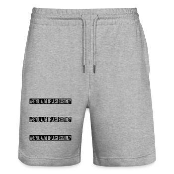 Are You Alive Or Just Existing Thoughtful Saying - Stanley/Stella Trainer Unisex Organic Jogging Shorts - heather grey - Front - Nik (191cm) & Marisol (170cm)