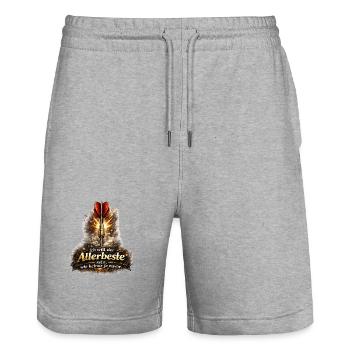 Allerbeste Sein Motiv Dart - Stanley/Stella Unisex Bio Joggingshorts Trainer  - Grau meliert - Vorne - Nik (191cm) & Marisol (170cm)