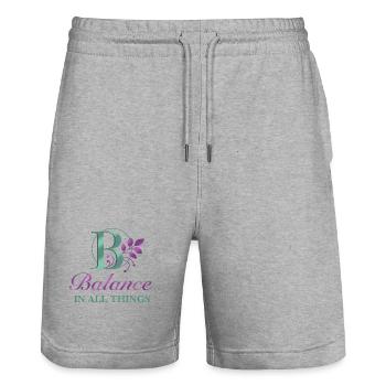 Balance_ _all_the_time - Stanley/Stella Trainer Unisex Organic Jogging Shorts - heather grey - Front - Nik (191cm) & Marisol (170cm)