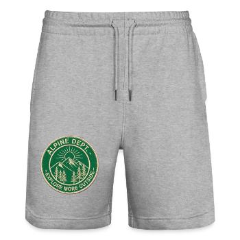 Alpine Dept. - Explore More Outside - Retro Patch - Stanley/Stella Trainer Unisex Organic Jogging Shorts - heather grey - Front - Nik (191cm) & Marisol (170cm)
