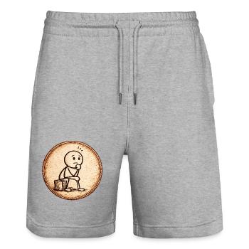 Sepia Thinker Sketch - Stanley/Stella Trainer Unisex Organic Jogging Shorts - heather grey - Front - Nik (191cm) & Marisol (170cm)
