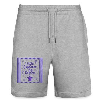 Little Explorer Big Dreams Keep Exploring - Stanley/Stella Trainer Unisex Organic Jogging Shorts - heather grey - Front - Nik (191cm) & Marisol (170cm)