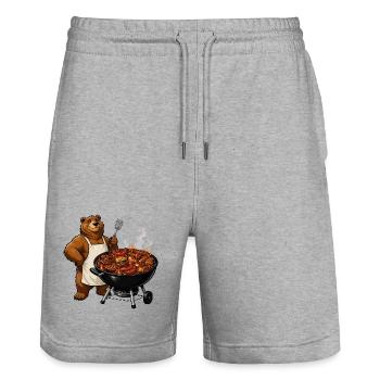 Bear on the Grill – BBQ Master - Stanley/Stella Trainer Unisex Organic Jogging Shorts - heather grey - Front - Nik (191cm) & Marisol (170cm)