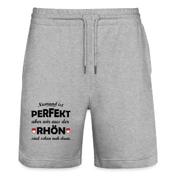 Doppelrote Rhön Zacken auf Schwarz - Stanley/Stella Unisex Bio Joggingshorts Trainer  - Grau meliert - Vorne - Nik (191cm) & Marisol (170cm)