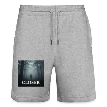 Closer par Mark Noone - Short de jogging bio TRAINER Stanley/Stella unisexe - gris chiné - Devant - Nik (191cm) & Marisol (170cm)