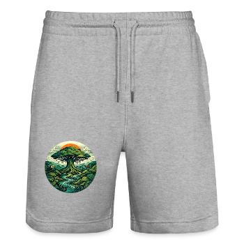 Traum vom Amazonas - Stanley/Stella Unisex Bio Joggingshorts Trainer  - Grau meliert - Vorne - Nik (191cm) & Marisol (170cm)