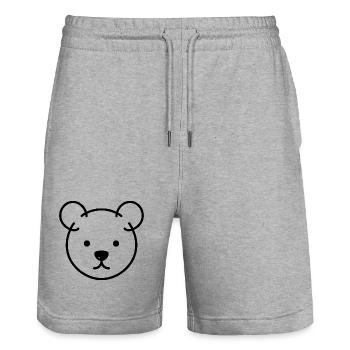 Bärenkopf One Line – minimalistisches Logo Motiv - Stanley/Stella Unisex Bio Joggingshorts Trainer  - Grau meliert - Vorne - Nik (191cm) & Marisol (170cm)