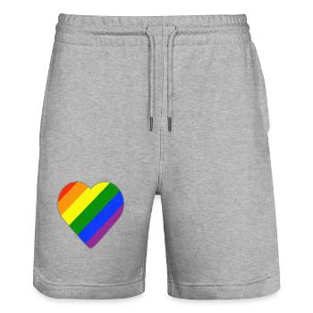 Herz mit Regenbogenstreifen - Stanley/Stella Unisex Bio Joggingshorts Trainer  - Grau meliert - Vorne - Nik (191cm) & Marisol (170cm)
