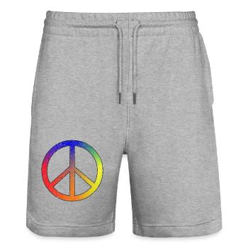 La paix en couleurs arc-en-ciel - Short de jogging bio TRAINER Stanley/Stella unisexe - gris chiné - Devant - Nik (191cm) & Marisol (170cm)
