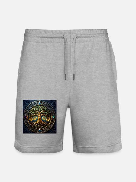 Arbre mystique aux bijoux et nœuds - Short de jogging bio TRAINER Stanley/Stella unisexe - gris chiné