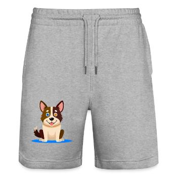 Kleiner bunter Hund (Comic) - Stanley/Stella Unisex Bio Joggingshorts Trainer  - Grau meliert - Vorne - Nik (191cm) & Marisol (170cm)