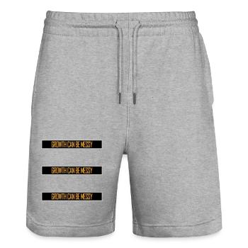 Growth Can Be Messy Personal Growth Quote Logo - Stanley/Stella Trainer Unisex Organic Jogging Shorts - heather grey - Front - Nik (191cm) & Marisol (170cm)