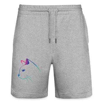 Cat-Line-Zeichnungsgradient - Stanley/Stella Unisex Bio Joggingshorts Trainer  - Grau meliert - Vorne - Nik (191cm) & Marisol (170cm)