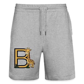 Giraffe Großbuchstabe B - Stanley/Stella Unisex Bio Joggingshorts Trainer  - Grau meliert - Vorne - Nik (191cm) & Marisol (170cm)