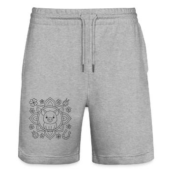 Lucky Mandala to color - Stanley/Stella Trainer Unisex Organic Jogging Shorts - heather grey - Front - Nik (191cm) & Marisol (170cm)