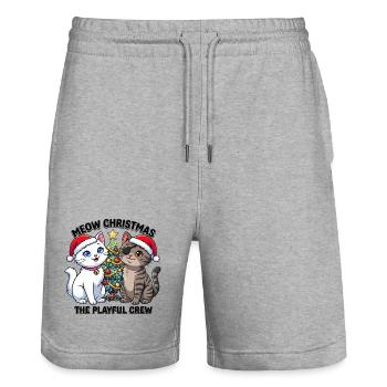 Katzen Duo im Weihnachtsglanz - Stanley/Stella Unisex Bio Joggingshorts Trainer  - Grau meliert - Vorne - Nik (191cm) & Marisol (170cm)