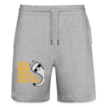 Social Media Seriously Harms Mental Health Lama - Stanley/Stella Trainer Unisex Organic Jogging Shorts - heather grey - Front - Nik (191cm) & Marisol (170cm)