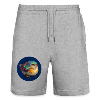 Bunter Regenbogenvogel - Stanley/Stella Unisex Bio Joggingshorts Trainer  - Grau meliert - Vorne - Nik (191cm) & Marisol (170cm)