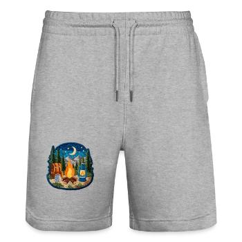 Nachtlager Waldfeuer Patch - Stanley/Stella Unisex Bio Joggingshorts Trainer  - Grau meliert - Vorne - Nik (191cm) & Marisol (170cm)