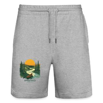 Spreewald Germany | Vintage Nature Poster - Stanley/Stella Unisex Bio Joggingshorts Trainer  - Grau meliert - Vorne - Nik (191cm) & Marisol (170cm)
