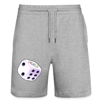 Würfel, 1. Klasse 2026 - Stanley/Stella Unisex Bio Joggingshorts Trainer  - Grau meliert - Vorne - Nik (191cm) & Marisol (170cm)