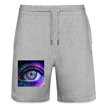 Goa_Eye_PEKE - Stanley/Stella Unisex Bio Joggingshorts Trainer  - Grau meliert - Vorne - Nik (191cm) & Marisol (170cm)