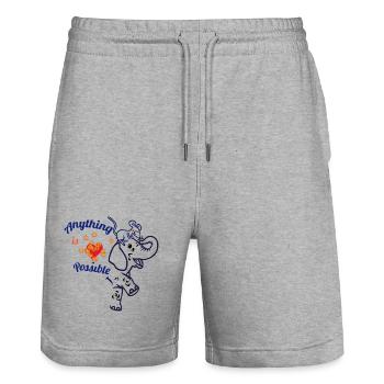 Alles ist möglich – Elefant und Maus - Stanley/Stella Unisex Bio Joggingshorts Trainer  - Grau meliert - Vorne - Nik (191cm) & Marisol (170cm)