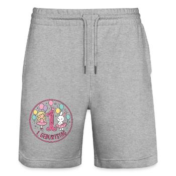 1. Geburtstag Ballerina  - Stanley/Stella Unisex Bio Joggingshorts Trainer  - Grau meliert - Vorne - Nik (191cm) & Marisol (170cm)