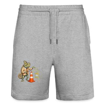 Chamäleon Fahrlehrer übt sicher mit Verkehrskegel - Stanley/Stella Unisex Bio Joggingshorts Trainer  - Grau meliert - Vorne - Nik (191cm) & Marisol (170cm)