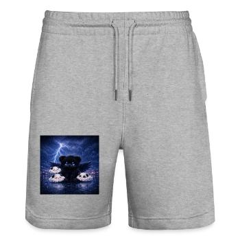 Dark Spirit Panda - Stanley/Stella Unisex Bio Joggingshorts Trainer  - Grau meliert - Vorne - Nik (191cm) & Marisol (170cm)