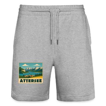 Attersee Minimal - Stanley/Stella Unisex Bio Joggingshorts Trainer  - Grau meliert - Vorne - Nik (191cm) & Marisol (170cm)