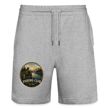 Angelclub Vintage Abenteuergrafik - Stanley/Stella Unisex Bio Joggingshorts Trainer  - Grau meliert - Vorne - Nik (191cm) & Marisol (170cm)