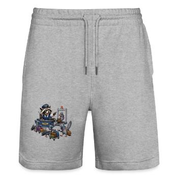 Waschbär kontrolliert Tauben am Flughafen Chaos - Stanley/Stella Unisex Bio Joggingshorts Trainer  - Grau meliert - Vorne - Nik (191cm) & Marisol (170cm)
