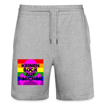 KEINEN BOCK AUF FASCHOS, NO NZS, NO AFD, PINK - Stanley/Stella Unisex Bio Joggingshorts Trainer  - Grau meliert - Vorne - Nik (191cm) & Marisol (170cm)