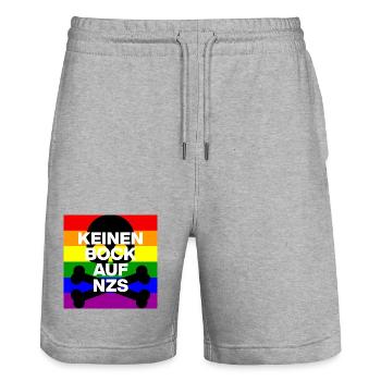 KEINEN BOCK AUF FASCHOS, NO NZS, NO AFD SCHWARZ - Stanley/Stella Unisex Bio Joggingshorts Trainer  - Grau meliert - Vorne - Nik (191cm) & Marisol (170cm)