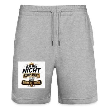 Ich bin nicht kompliziert, ich bin eine Sonderedit - Stanley/Stella Unisex Bio Joggingshorts Trainer  - Grau meliert - Vorne - Nik (191cm) & Marisol (170cm)