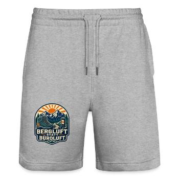 Bergluft statt Büroluft Wandern - Stanley/Stella Unisex Bio Joggingshorts Trainer  - Grau meliert - Vorne - Nik (191cm) & Marisol (170cm)