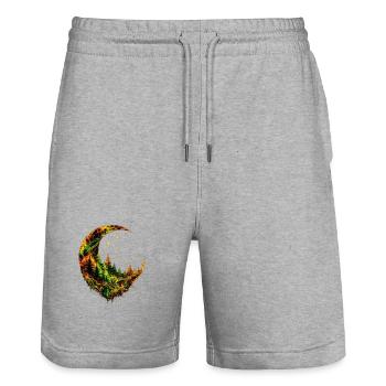 Moon Forest - Stanley/Stella Unisex Bio Joggingshorts Trainer  - Grau meliert - Vorne - Nik (191cm) & Marisol (170cm)