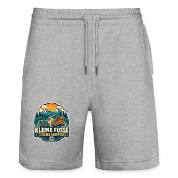 Kleine Füße großes Abenteuer – Familie - Stanley/Stella Unisex Bio Joggingshorts Trainer  - Grau meliert - Vorne - Nik (191cm) & Marisol (170cm)