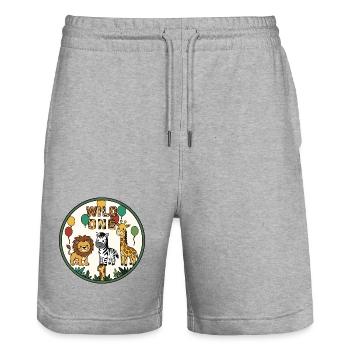 Wild One Zoodesign Balloon Party - Stanley/Stella Trainer Unisex Organic Jogging Shorts - heather grey - Front - Nik (191cm) & Marisol (170cm)