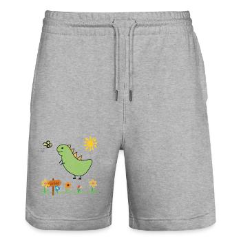 Dino Garden Green Kids - Stanley/Stella Unisex Bio Joggingshorts Trainer  - Grau meliert - Vorne - Nik (191cm) & Marisol (170cm)