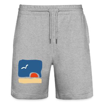 Vogel bei Sonnenuntergang – Minimalistische Kunst - Stanley/Stella Unisex Bio Joggingshorts Trainer  - Grau meliert - Vorne - Nik (191cm) & Marisol (170cm)