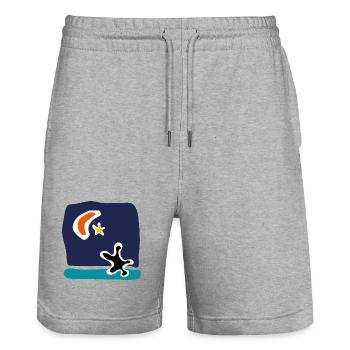 Mittelmeer-Solidarität – Tribut an Migranten - Stanley/Stella Unisex Bio Joggingshorts Trainer  - Grau meliert - Vorne - Nik (191cm) & Marisol (170cm)