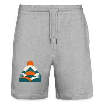 Minimalistisches Geo Landschafts Design  - Stanley/Stella Unisex Bio Joggingshorts Trainer  - Grau meliert - Vorne - Nik (191cm) & Marisol (170cm)