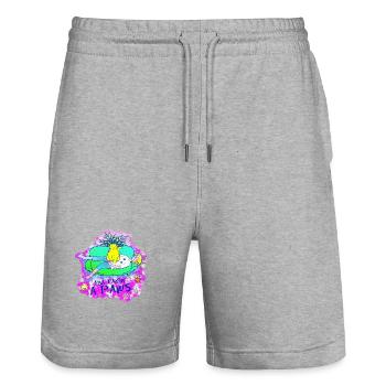 I'm taking a Paws: Cat making biscuits - Stanley/Stella Trainer Unisex Organic Jogging Shorts - heather grey - Front - Nik (191cm) & Marisol (170cm)