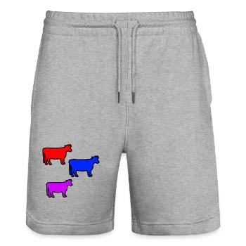 Cows - Stanley/Stella Trainer Unisex Organic Jogging Shorts - heather grey - Front - Nik (191cm) & Marisol (170cm)