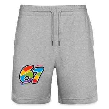 Mosaïque arc-en-ciel 67 - Short de jogging bio TRAINER Stanley/Stella unisexe - gris chiné - Devant - Nik (191cm) & Marisol (170cm)