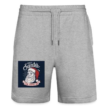 only Santa can judge me - Stanley/Stella Trainer Unisex Organic Jogging Shorts - heather grey - Front - Nik (191cm) & Marisol (170cm)