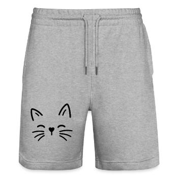 Chat mignon avec un nez en forme de cœur - Short de jogging bio TRAINER Stanley/Stella unisexe - gris chiné - Devant - Nik (191cm) & Marisol (170cm)